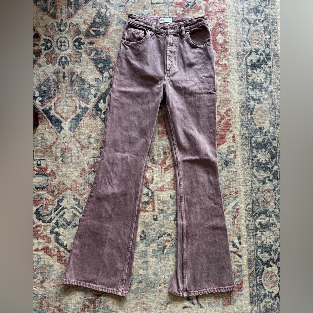 Mauve Zara high waisted flare jeans size 2